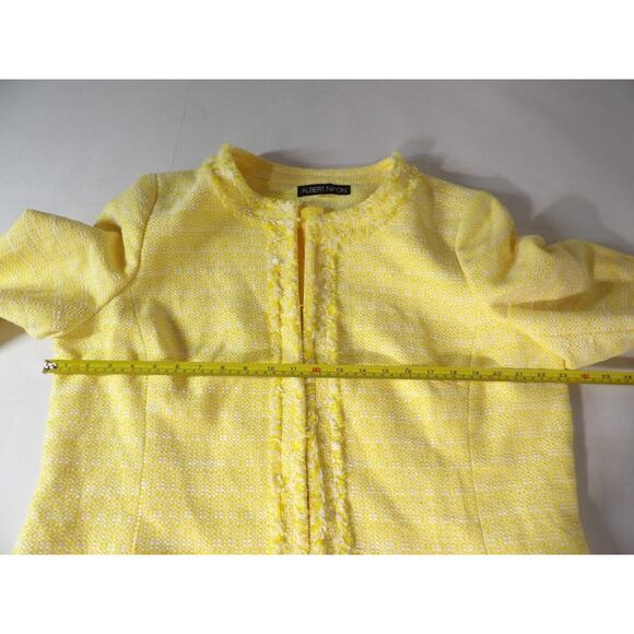 Albert Nippon Sz 18 Jacket Tweed Trench Coat Yellow Lemon Creme Long NWT - Picture 14 of 16